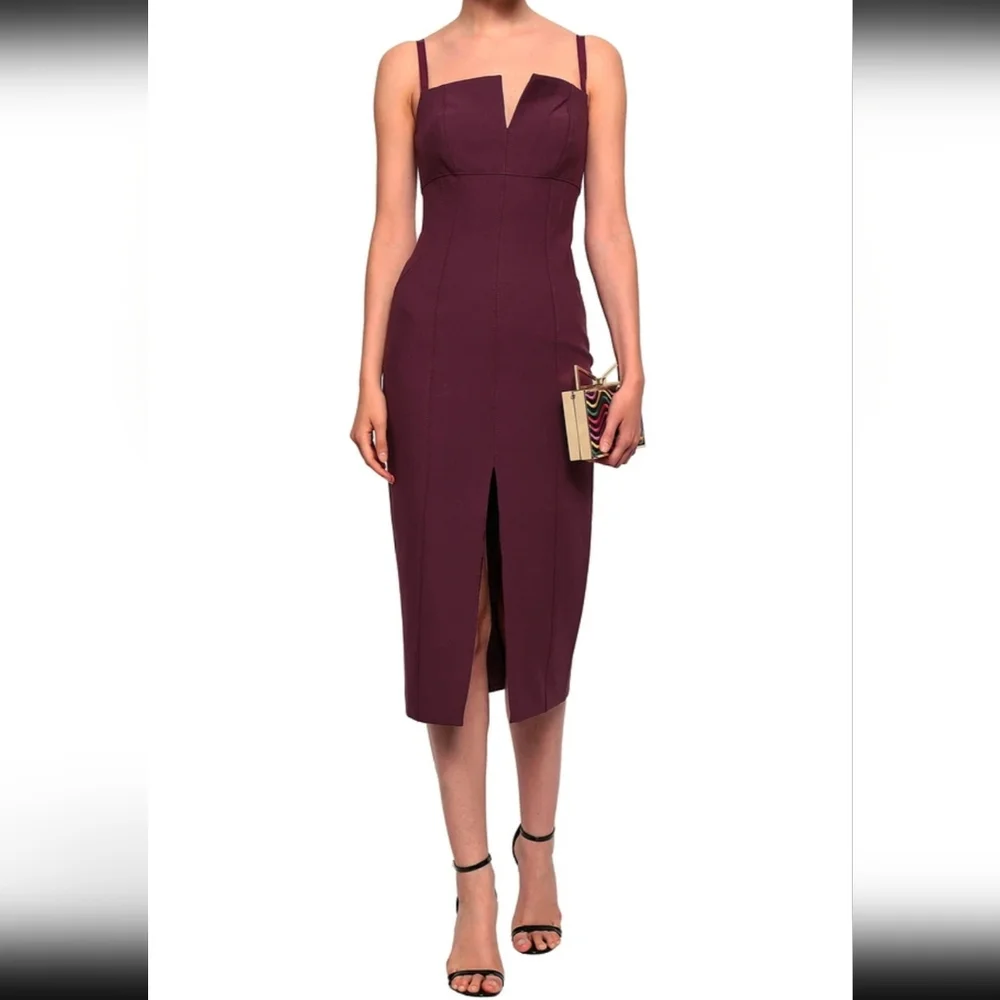 CINQ À SEPTSaoirse split-front cady midi dress Like New 00 - Picture 1 of 11